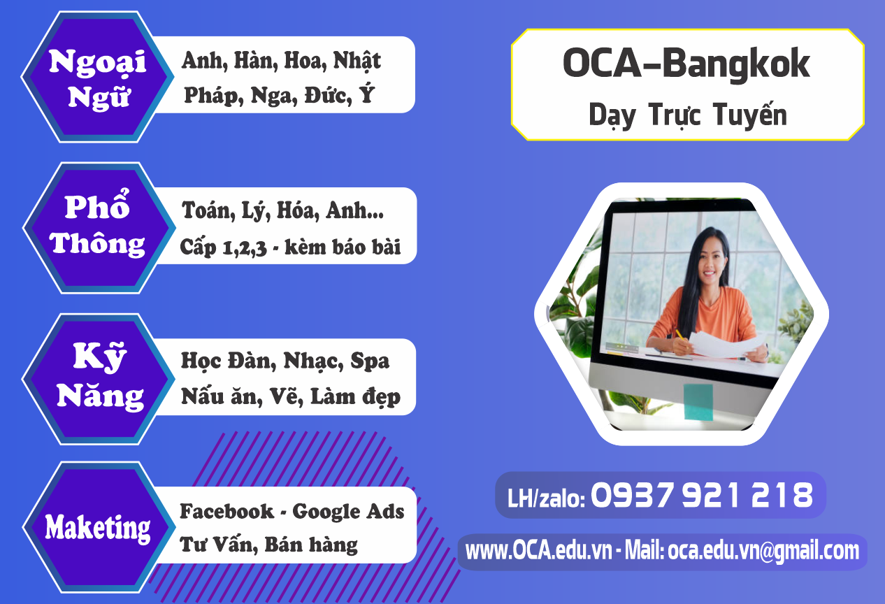 OCA Bangkok (OCA Bangkok): Tận hưởng sự mới mẻ và thú vị của thành phố Bangkok với OCA Bangkok. Hình ảnh này sẽ đưa bạn đến những địa điểm nổi tiếng của Bangkok, mang đến cho bạn trải nghiệm tuyệt vời về văn hóa và ẩm thực Thái.